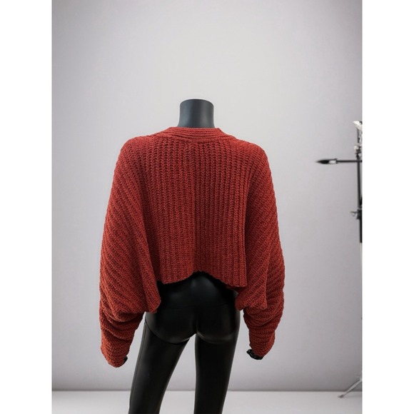 Urban Outfitters Cropped Cardigan Sweater Batwing Sleeves Rust Small - Picture 3 of 8